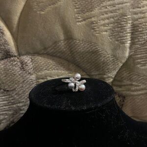 NEW 925 Sterling Silver South Sea Pearl Cluster Ring (Adjustable)